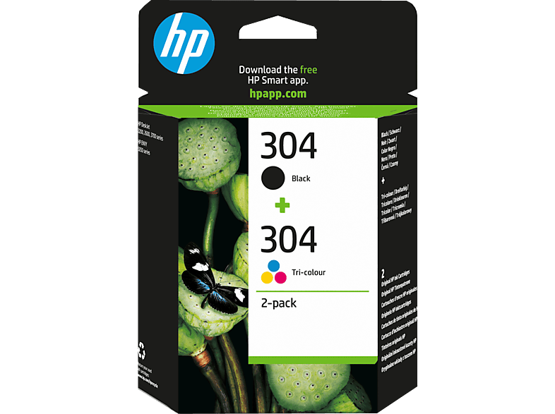 Cartuchos de Tinta - HP 304 Negro+Tricolor, 120 páginas tinta negra, 100 color, Planet Partners
