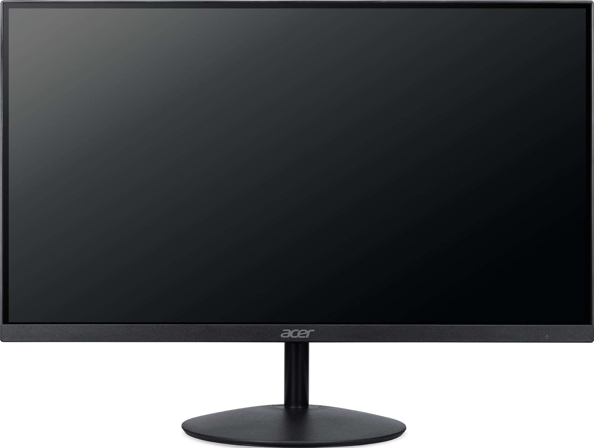 Un moniteur Acer noir avec un pied, sur fond noir.