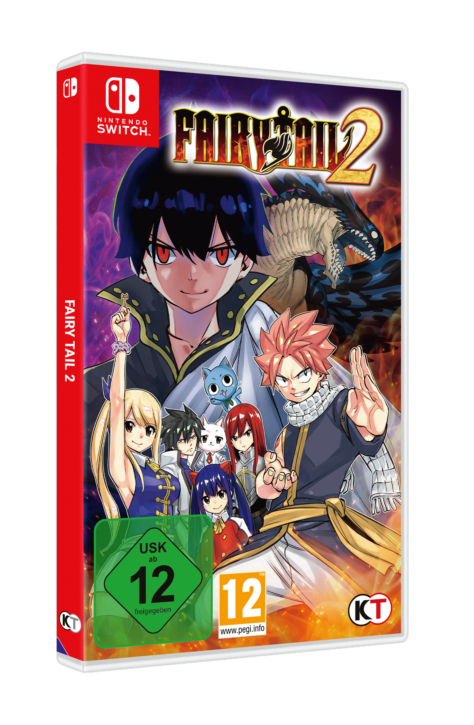 Spielbox für Fairy Tail 2, mit mehreren Anime-Charakteren, mit einem grünen USK 12 Siegel.
