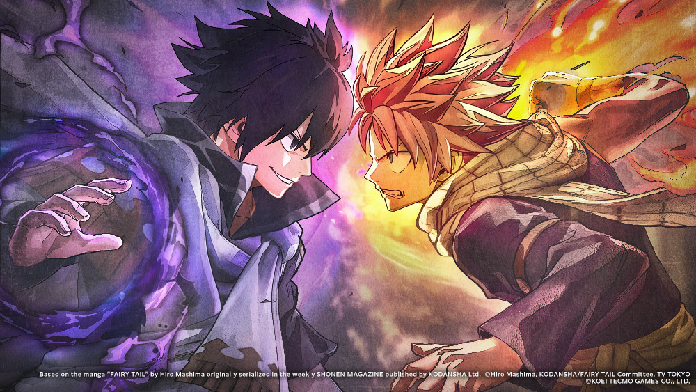Anime-Charaktere, die sich gegenüberstehen, einer mit dunklen Haaren, der andere mit feurigen Haaren.