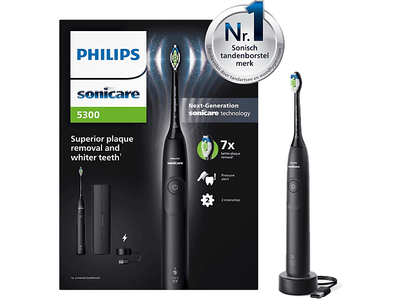 Philips Sonicare 5300 Series Elektrische Tandenborstel Zwart + Reisetui - Hx7101/02