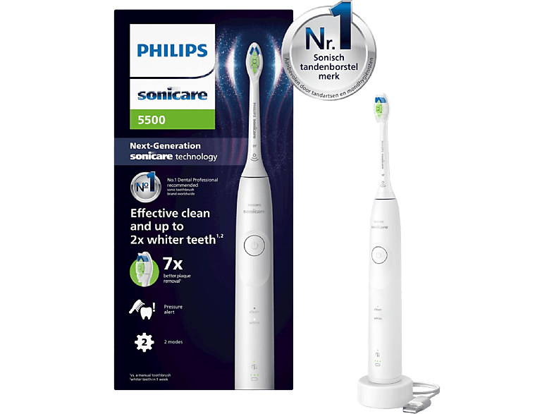 Philips Sonicare 5500 Series Elektrische Tandenborstel - 2 Poetsstanden Wit Hx7110/01