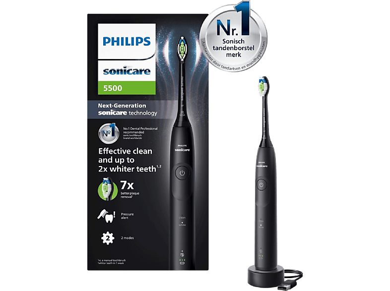 Philips Sonicare 5500 Series Elektrische Tandenborstel - 2 Poetsstanden Zwart Hx7111/01