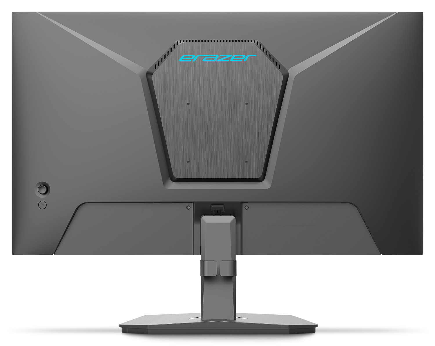 L'arrière d'un moniteur de jeu gris.