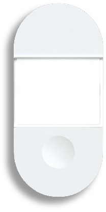 Egy absztrakt fehér design fehér háttéren. Egy fehér oválisnak tűnik, üres téglalappal.