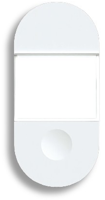 Fehér termékdizájn lekerekített felső és alsó résszel.