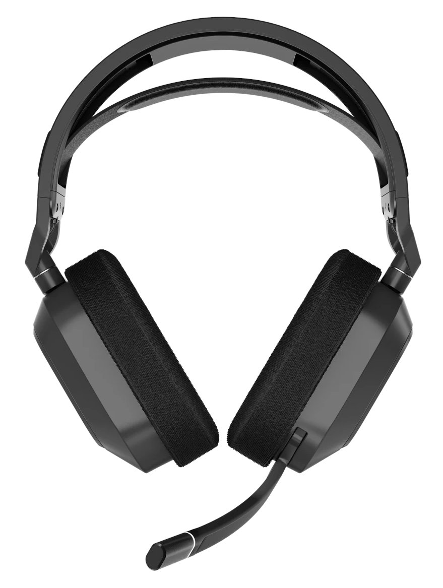 Czarne słuchawki do gier z mikrofonem na białym tle.