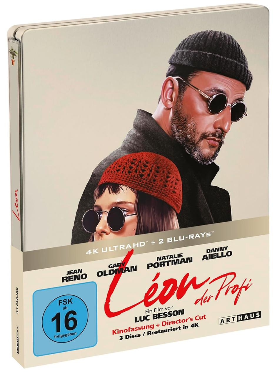 Blu-ray-Box-Set des Films Léon: Der Profi. Es zeigt Jean Reno und Natalie Portman.
