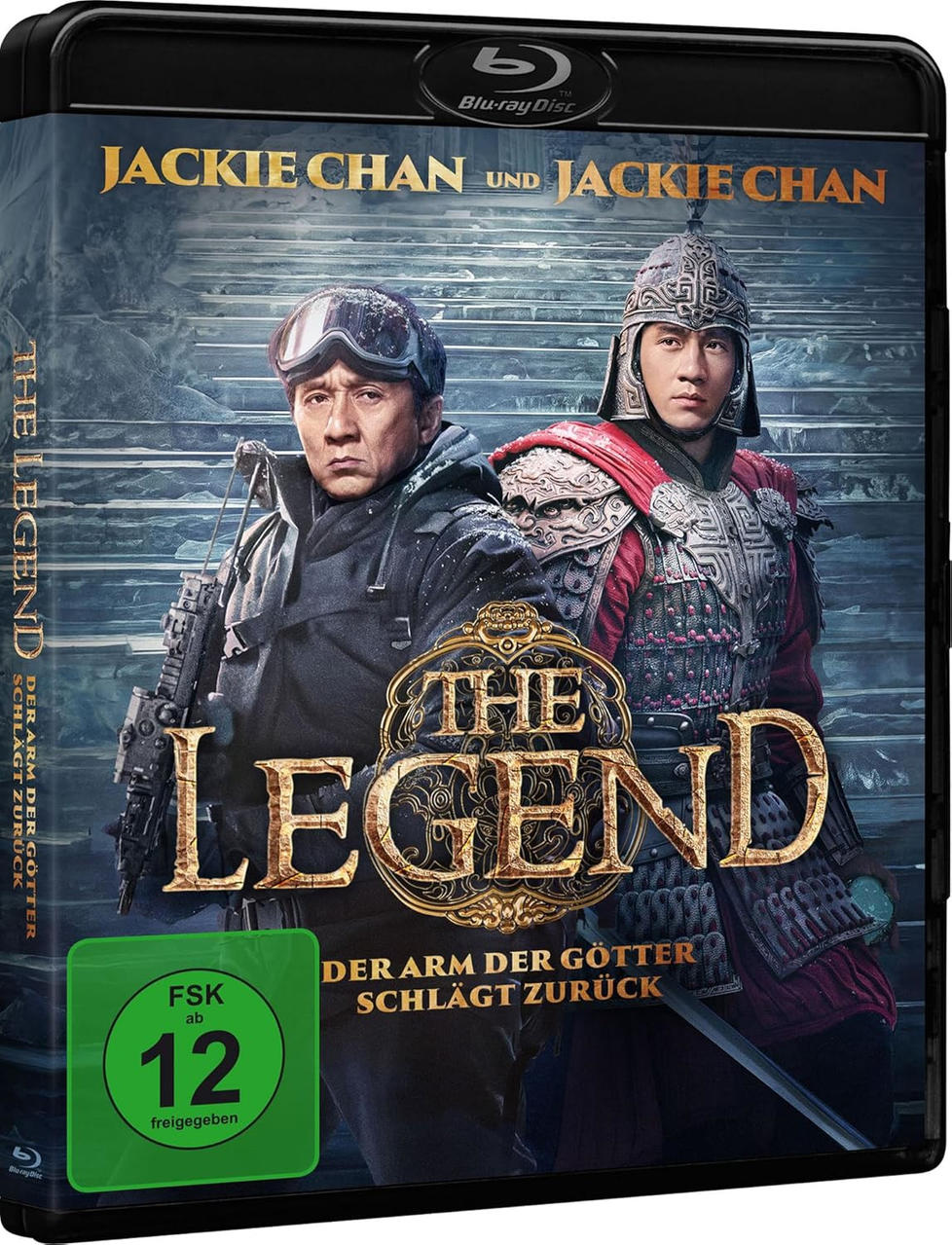 Blu-ray-Disc-Box eines Films mit Jackie Chan und einem Krieger.