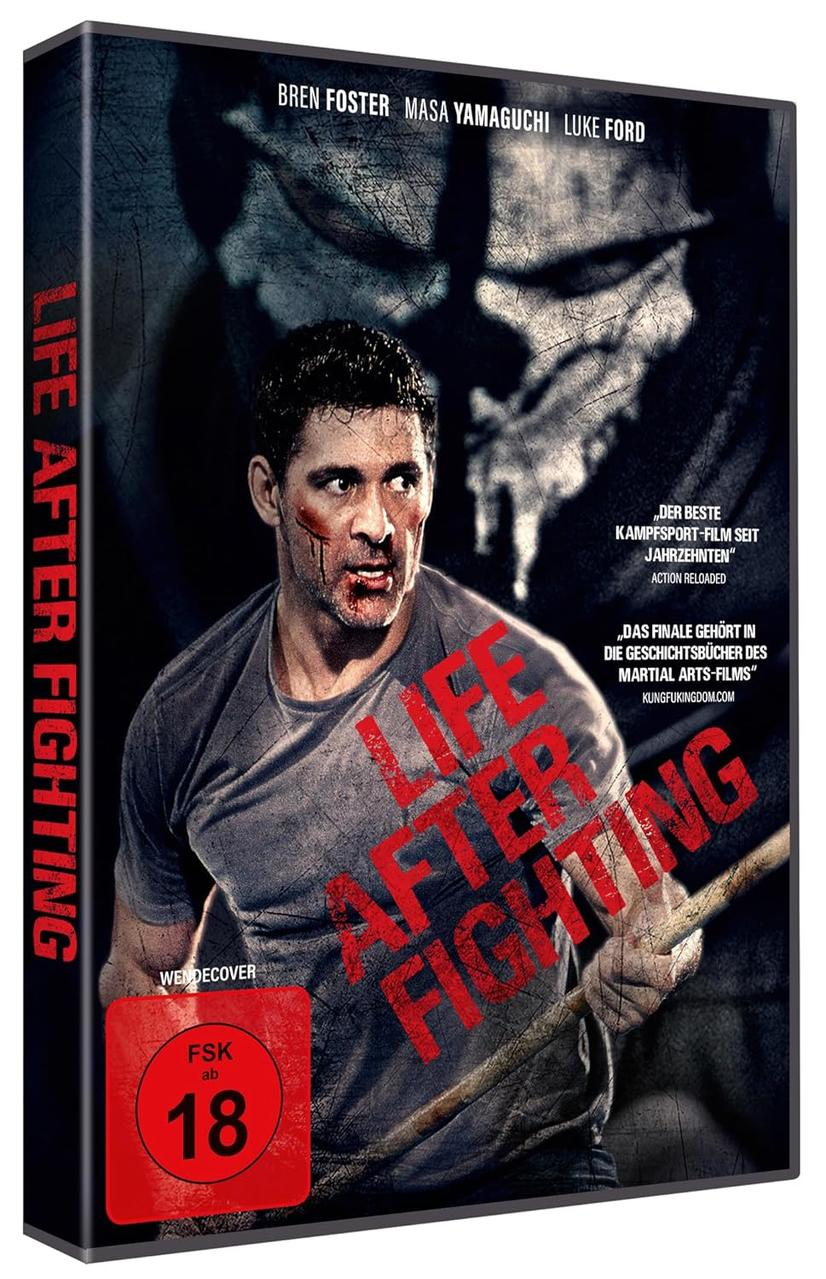 DVD-Hülle mit einem Mann mit Blut im Gesicht und dem Titel: Life After Fighting.