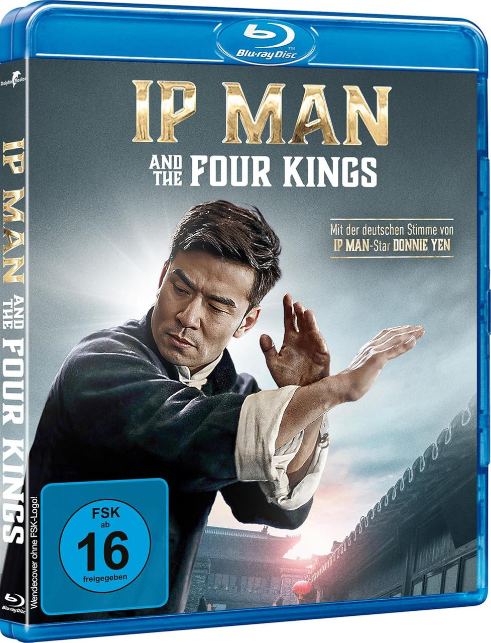 Blu-ray-Cover für den Film "IP Man and The Four Kings". Mit Donnie Yen und einer Kampfpose.