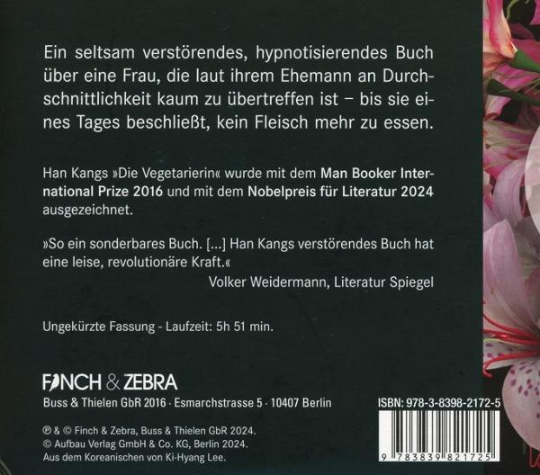 Buchcover mit koreanischem Text und einem Bild einer Blume an der Seite.