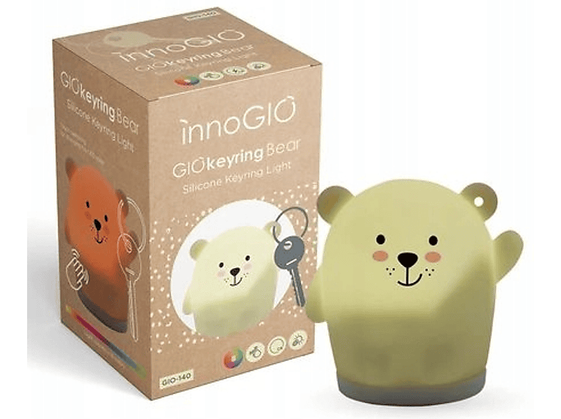 Zdjęcia - Żyrandol / lampa InnoGIO Silikonowy świecący breloczek  miś GIOkeyrings Bear GIO-150 Szary 