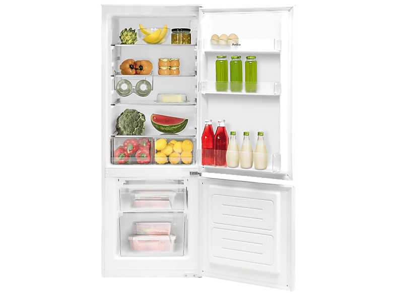 AMICA EKGC 16156-1 1450 mm Nische, Schlepptür-Technik Einbau-Kühl-/Gefrierkombination (E, 212 l, 1440 mm hoch, Weiß)