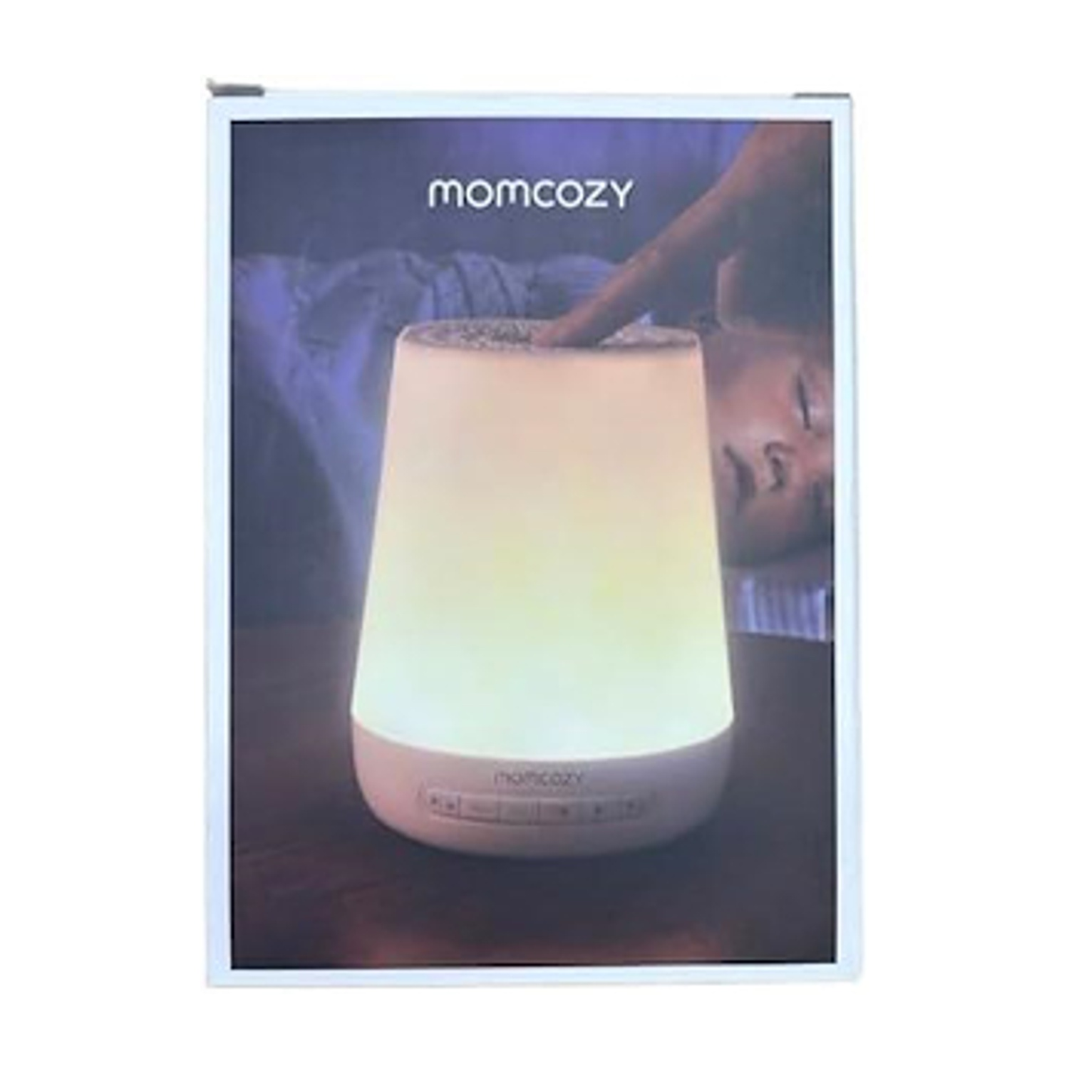 Scatola luce notturna Momcozy. Mostra luce e persona che dorme.