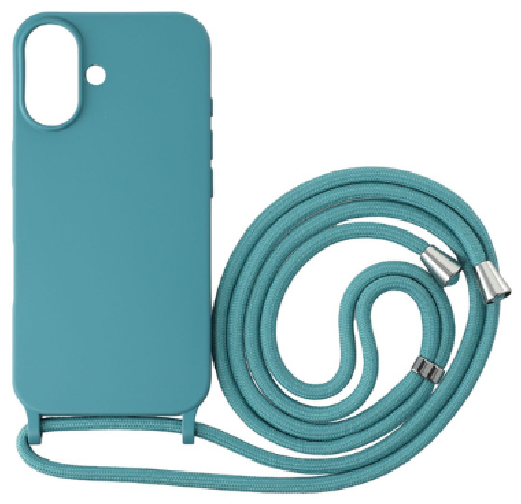 CASE AND PRO iPhone 16 TPU+PC fesztiváltok, óceán szíve, azonos színű nyakbaakasztóval (FEST-IPH16LB-LB)