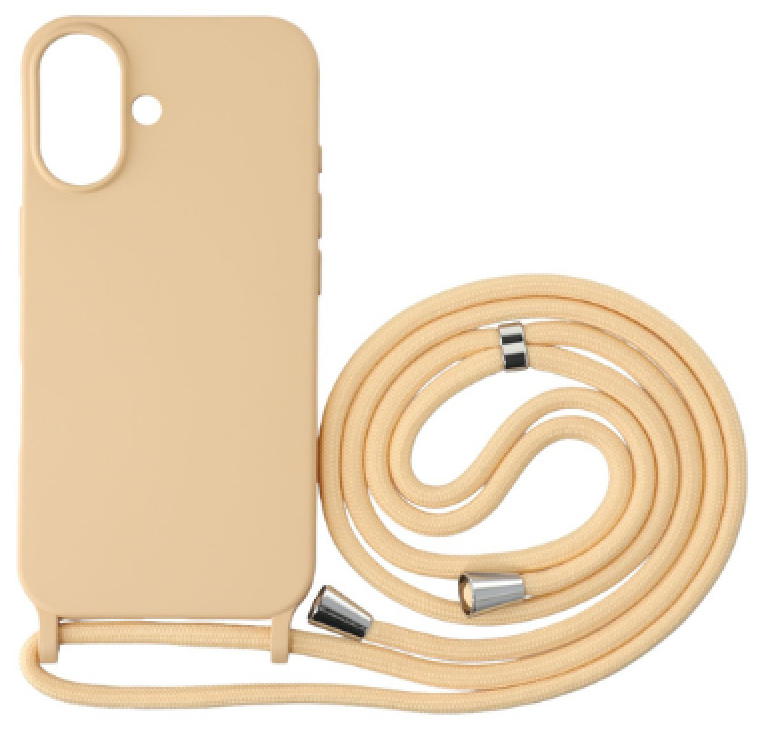 CASE AND PRO iPhone 16 TPU+PC fesztiváltok, édes barack, azonos színű nyakbaakasztóval (FEST-IPH16PE-PE)