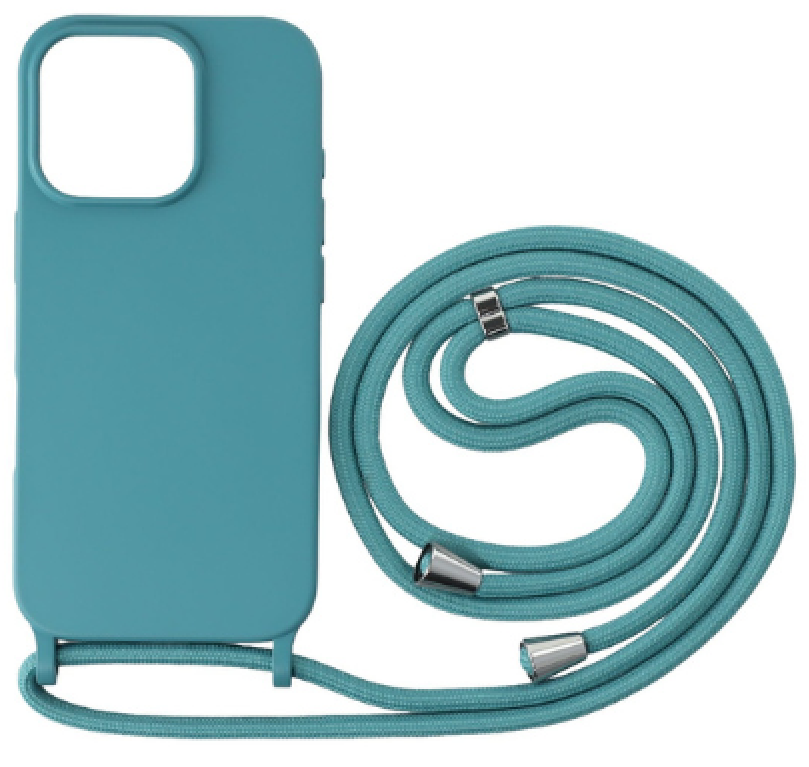 CASE AND PRO iPhone 16 Pro Max TPU+PC fesztiváltok, óceán szíve, azonos színű nyakbaakasztóval (FEST-IPH16PMLBLB)