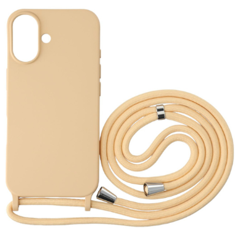 CASE AND PRO iPhone 16 Plus TPU+PC fesztiváltok, édes barack, azonos színű nyakbaakasztóval (FEST-IPH16PPE-PE)