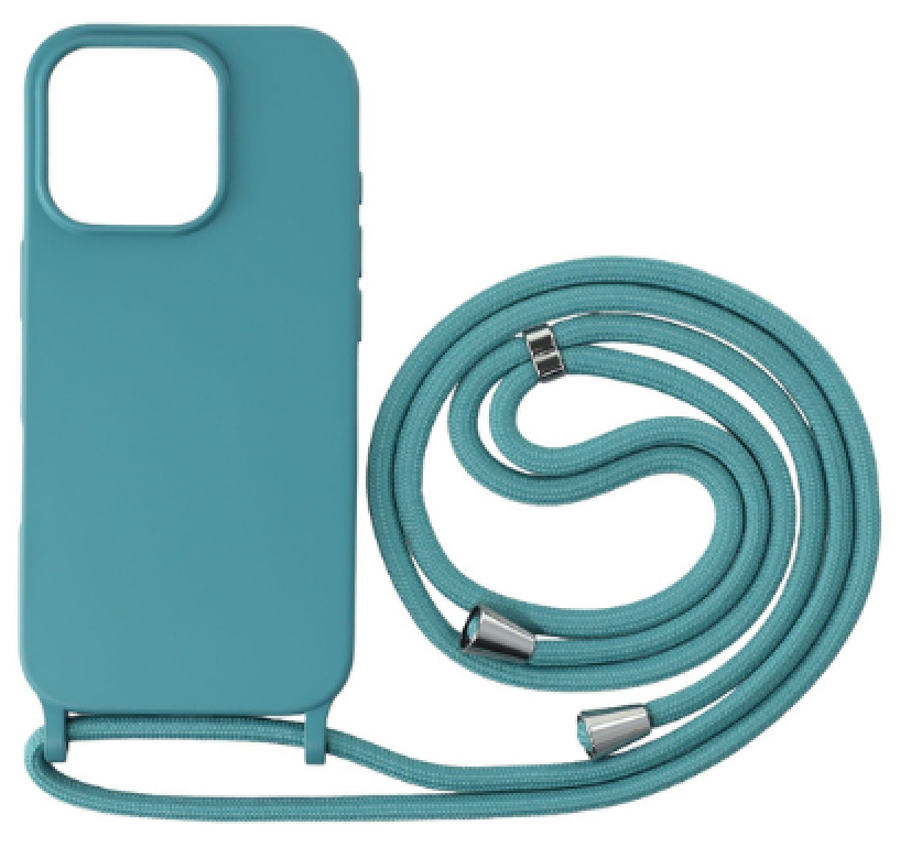 CASE AND PRO iPhone 16 Pro TPU+PC fesztiváltok, óceán szíve, azonos színű nyakbaakasztóval (FEST-IPH16PRLBLB)