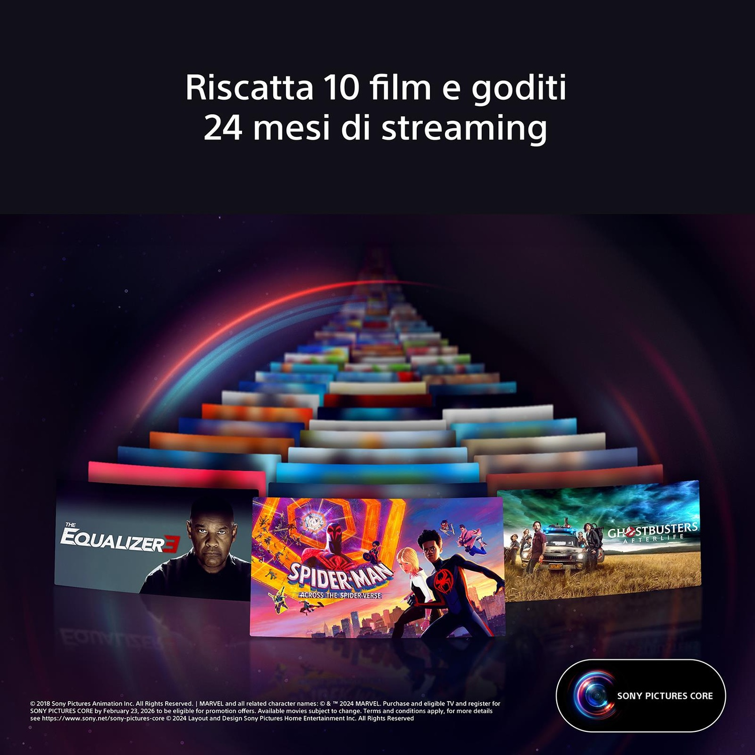 Immagine promozionale con copertine di film e testo sullo streaming.