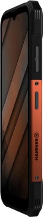 Widok z boku czarno-pomarańczowego smartfona.