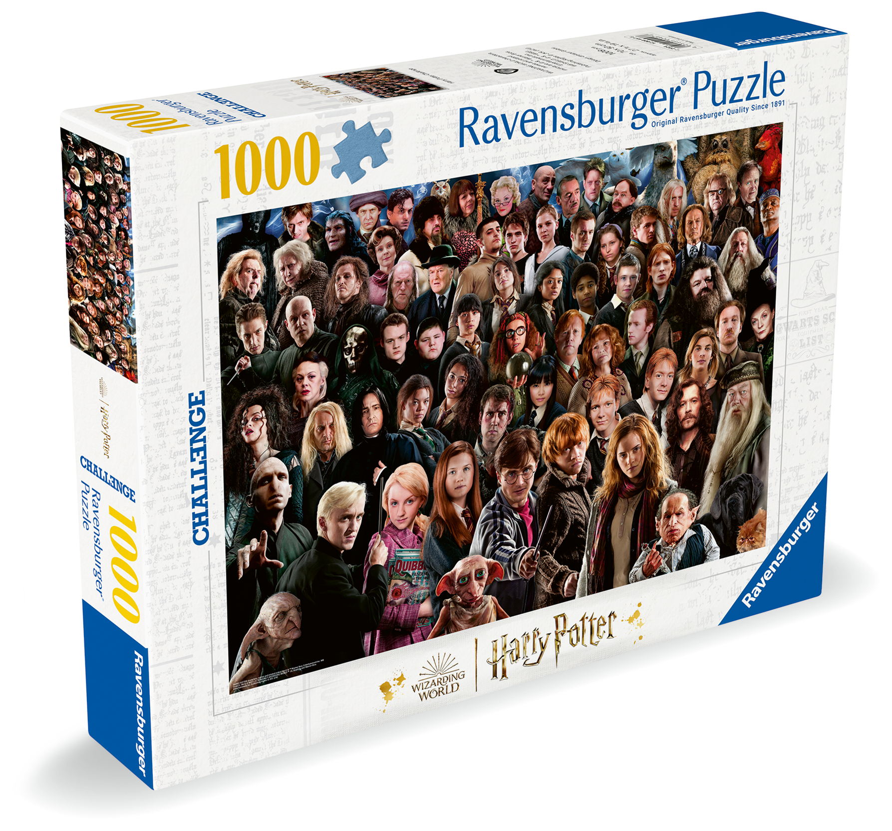 Eine Harry Potter-Puzzlebox mit Charakteren und dem Hogwarts-Logo.