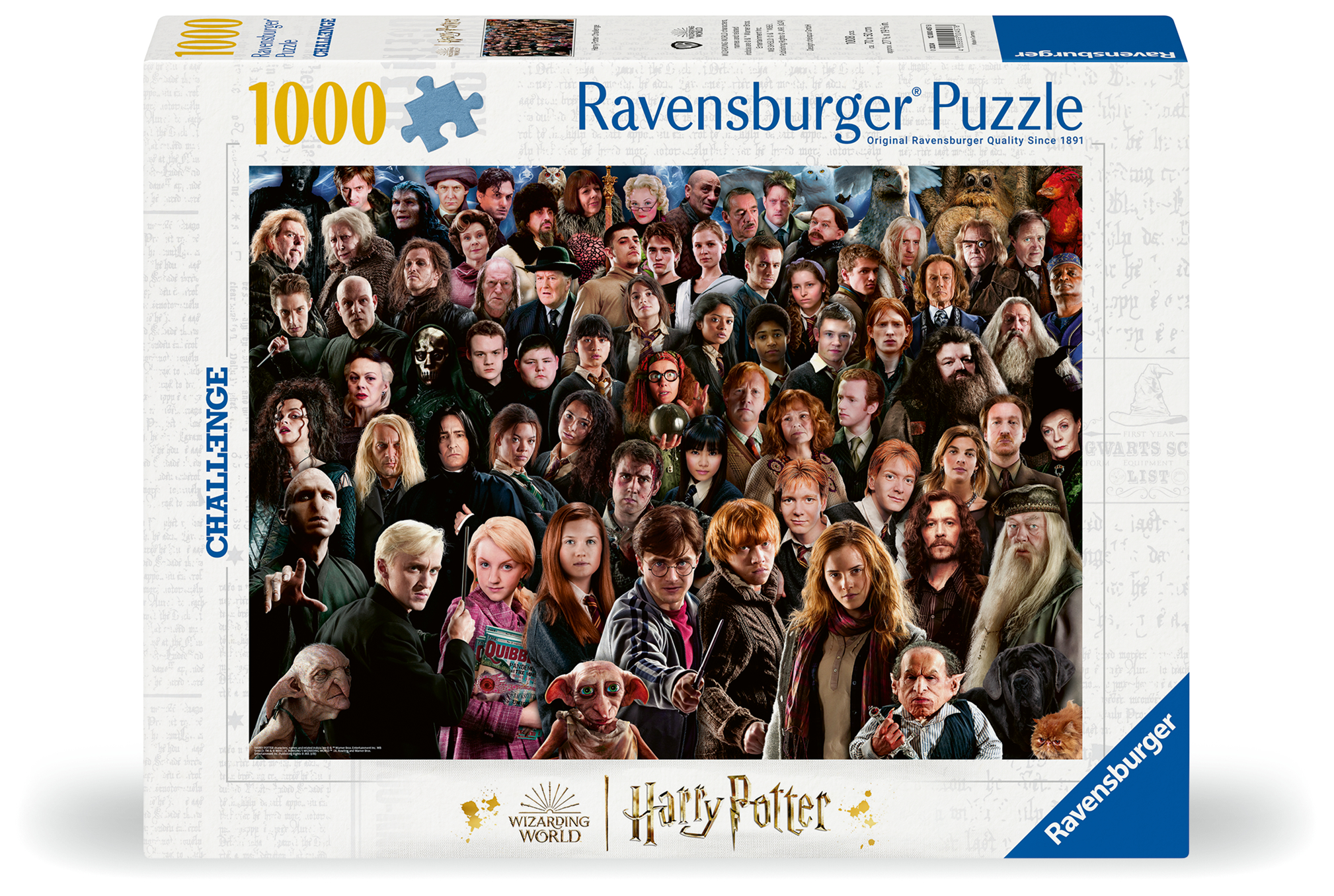 Eine Harry Potter Puzzle-Box mit vielen Charakteren auf der Vorderseite.