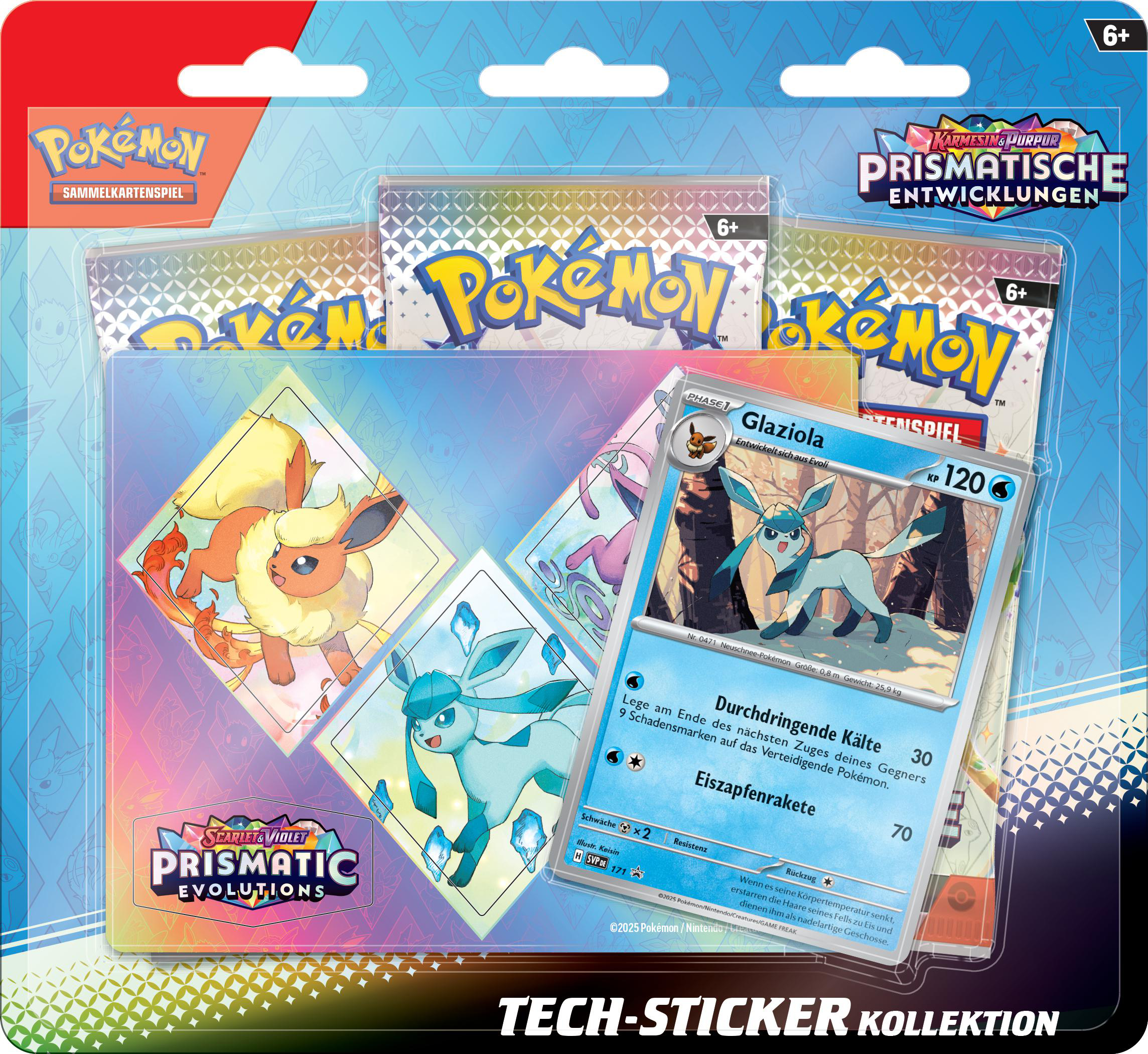 Ein Pokemon-Kartenset mit mehreren Karten in einer Plastikverpackung.
