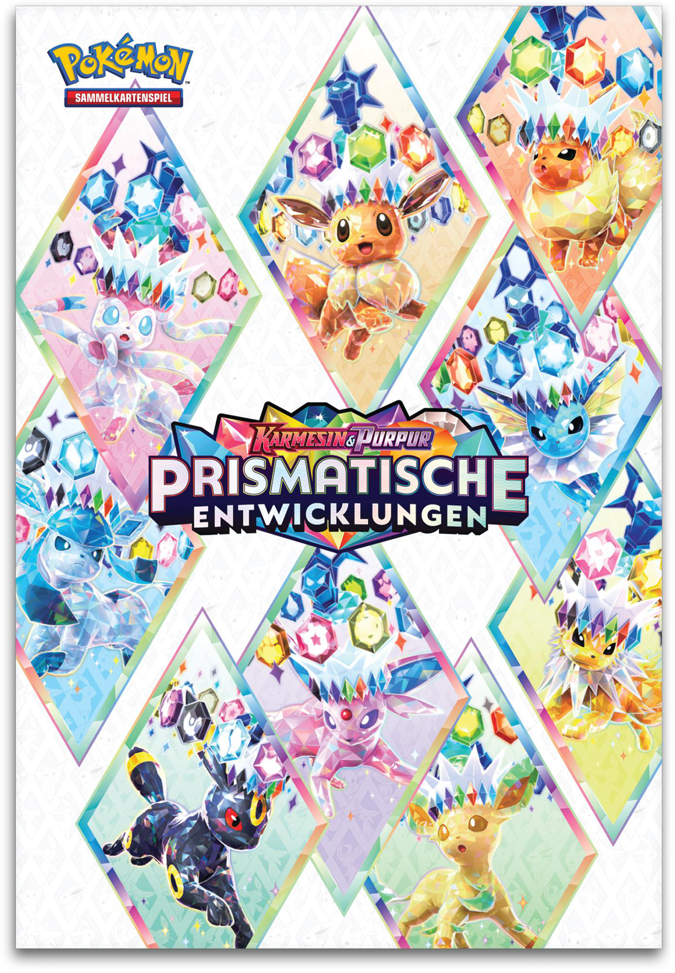 Pokemon-Sammelkartenset mit verschiedenen Pokemon-Charakteren, Diamanten und Text.