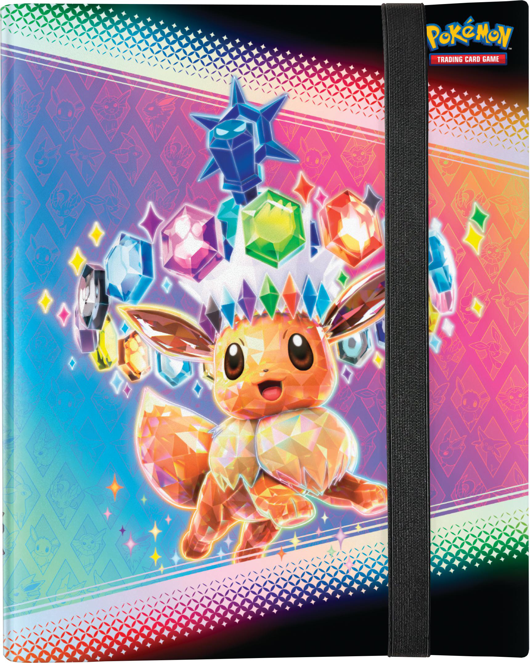 Pokemon-Sammelkartenordner mit Evoli auf dem Cover, farbenfrohes Design.