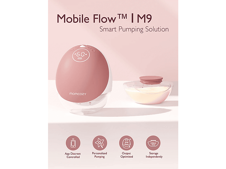 Momcozy BP225-NR70BA-A M9 Mobile Flow™ Freihändige Milchpumpe, Single — Foto 4 von 5