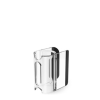 Przezroczysty plastikowy uchwyt na telefon na białym tle.