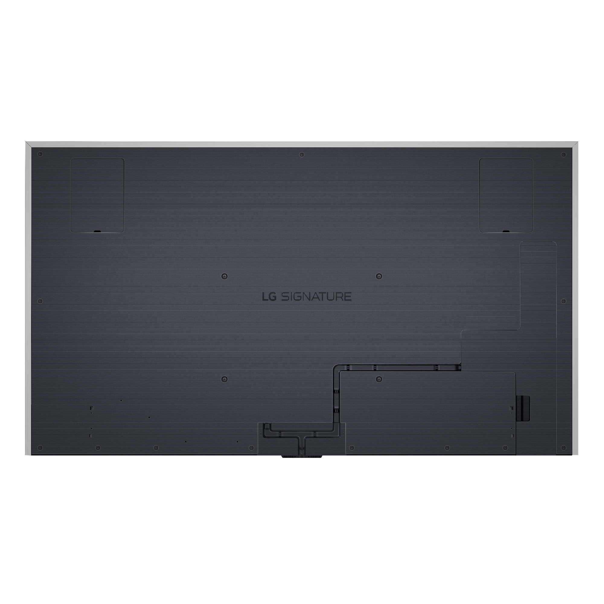 Panel trasero negro del televisor LG SIGNATURE, con un diseño elegante.