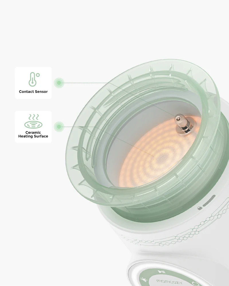 Nahaufnahme eines Babyflaschenwärmers mit einem Kontaktsensor.
