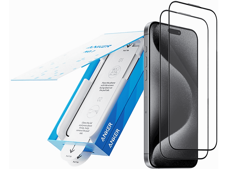 Vetro Temperato Anker iPhone 15 pack 2 pz