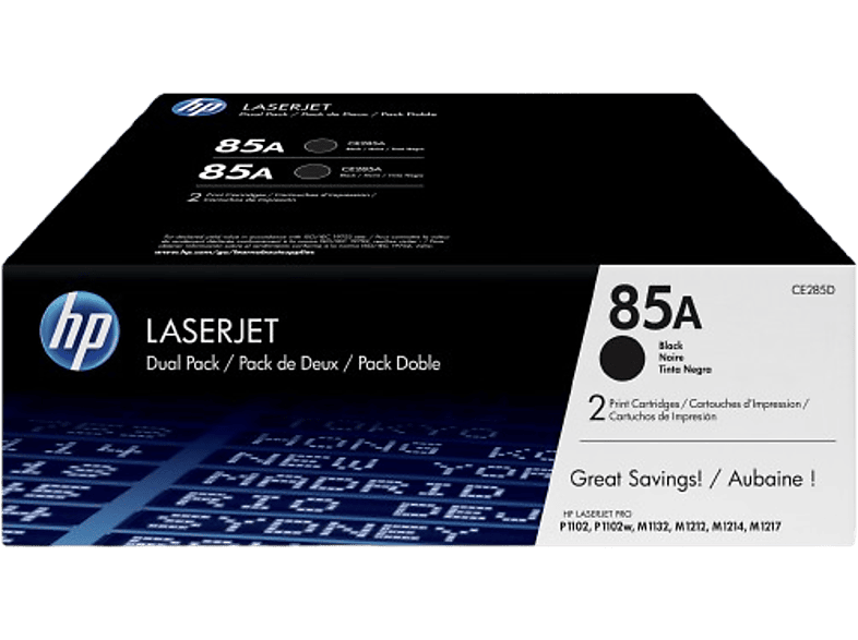HP 85A LaserJet, Combo 2 pack, CE285AD, Negro