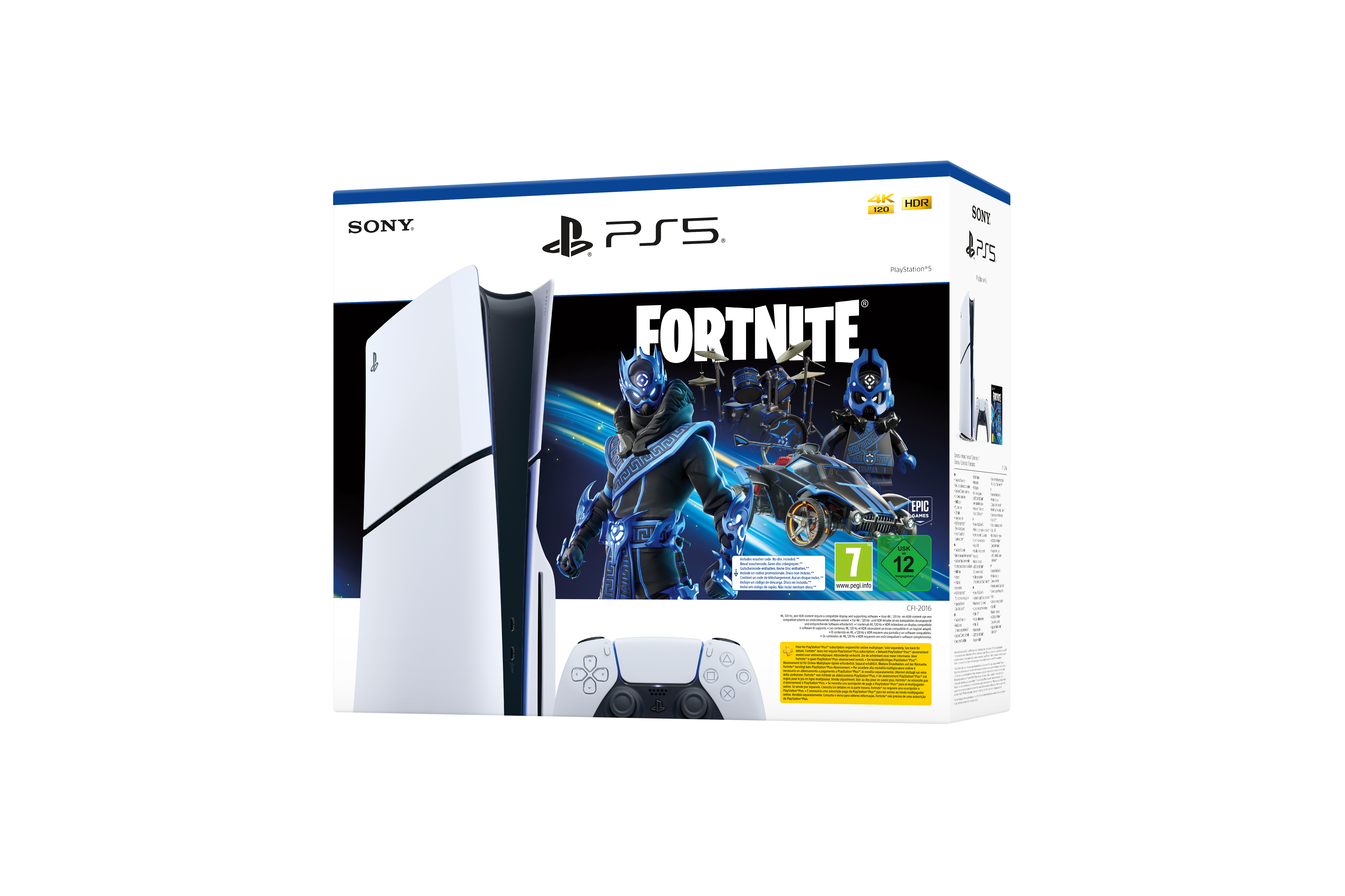 PS5-Konsolenbox mit Fortnite-Spielcover.
