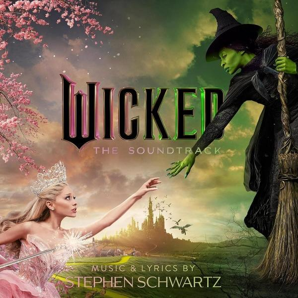Wicked Musical Albumcover: zwei Hexen, eine pinke und eine grüne, greifen nacheinander.