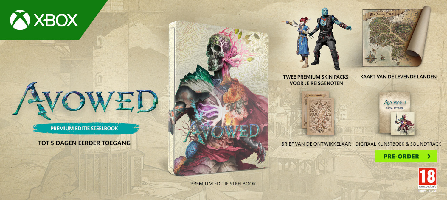 XBOX game verpakking. Bevat game disc, figuren, kaart en artbook. Tekst in meerdere talen.