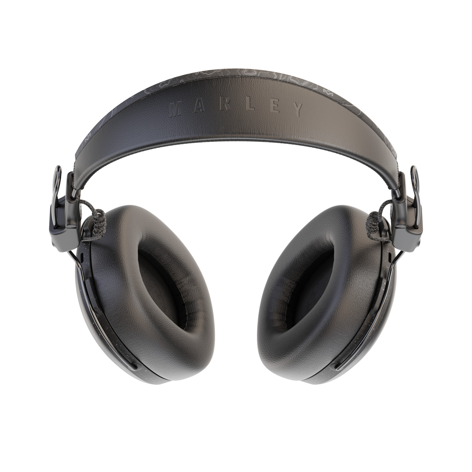 Casque Marley noir avec oreillettes et bandeau.