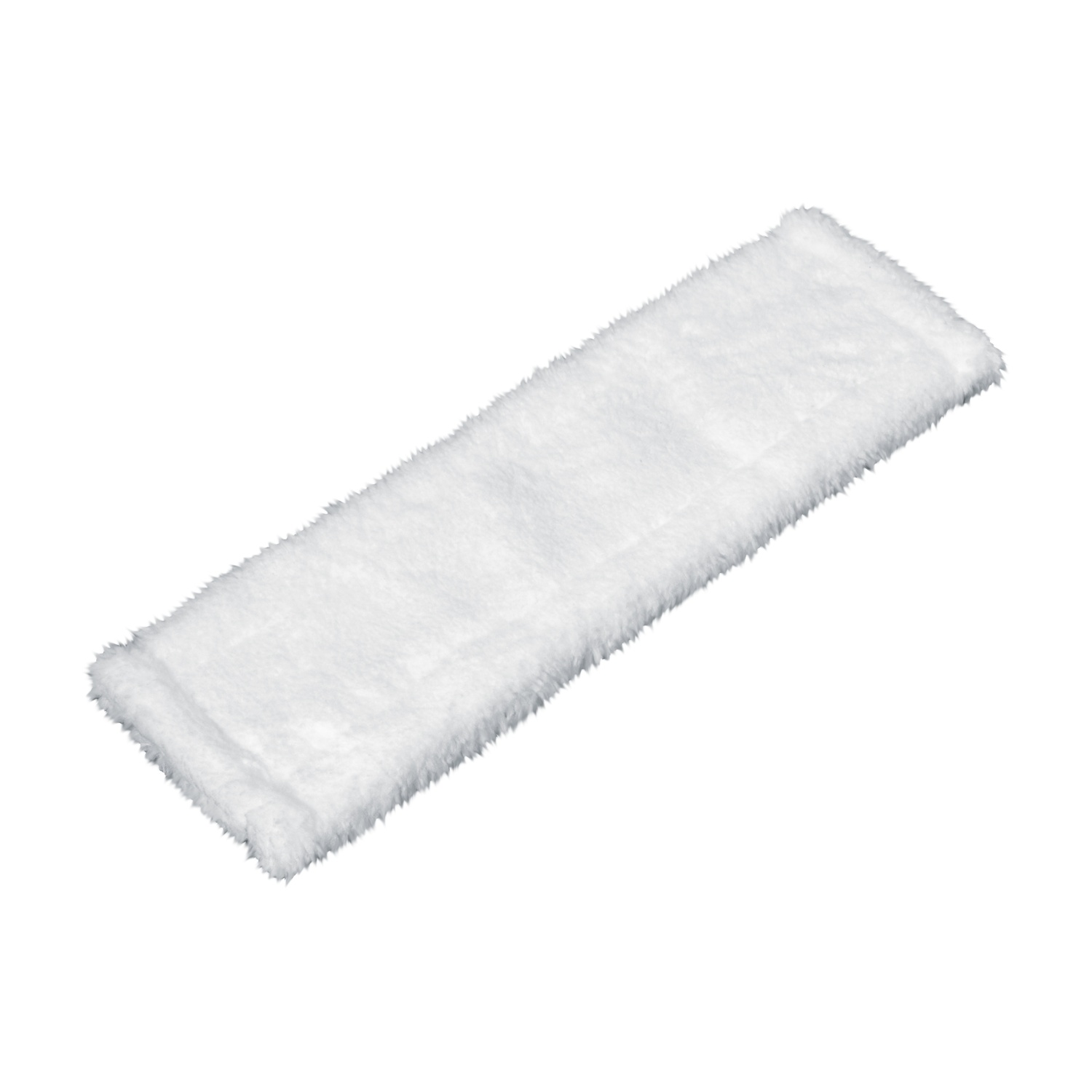 Panno per la pulizia rettangolare in microfibra bianca su sfondo bianco.