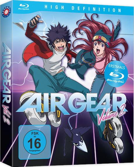 Air Gear Volume 2 Blu-ray Box Art. Zeigt zwei Anime-Charaktere und den Titeltext. Deutscher Text.