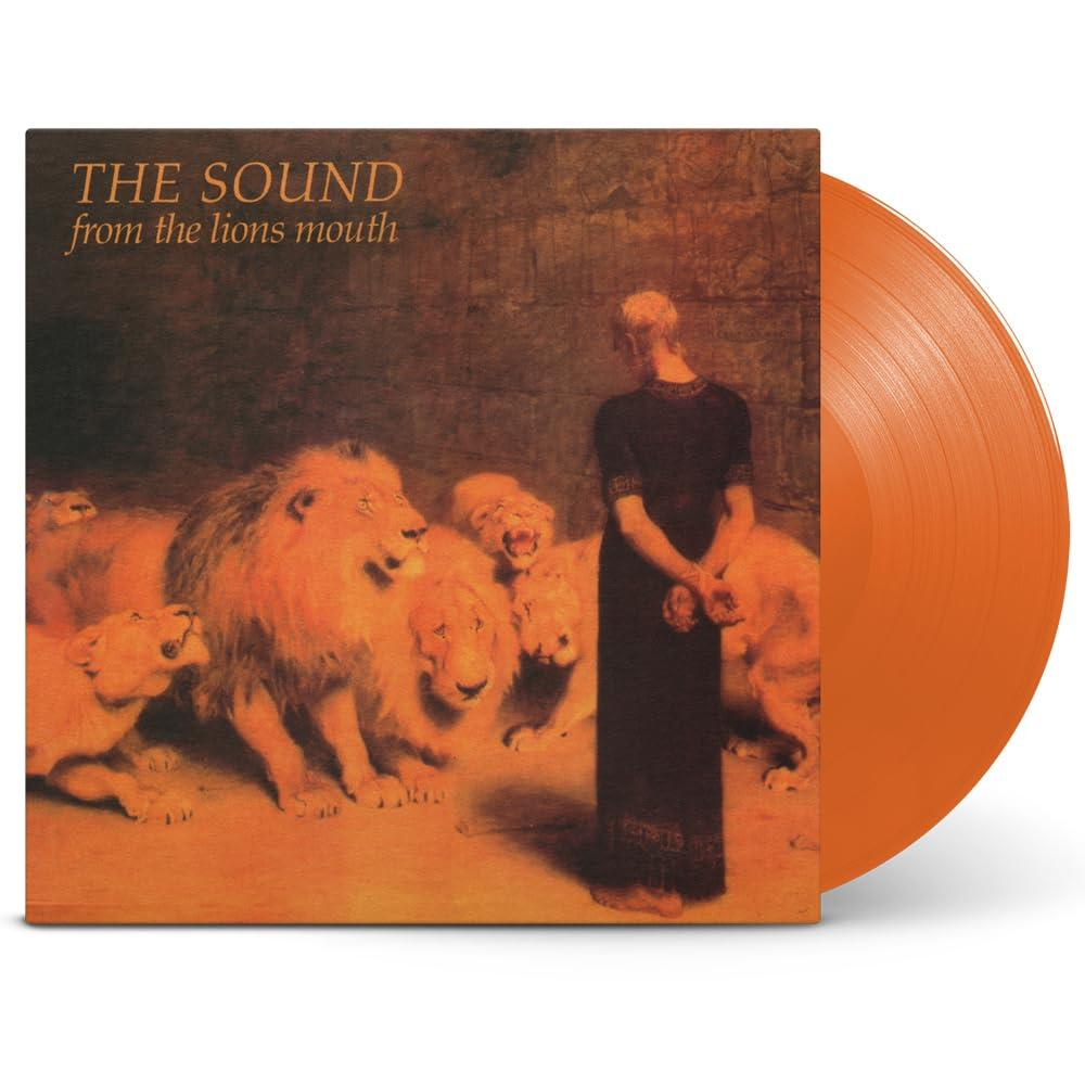 Vinyl-Schallplatten-Albumcover. Das Cover zeigt einen Mann in einem schwarzen Kleid vor einer Gruppe von Löwen.