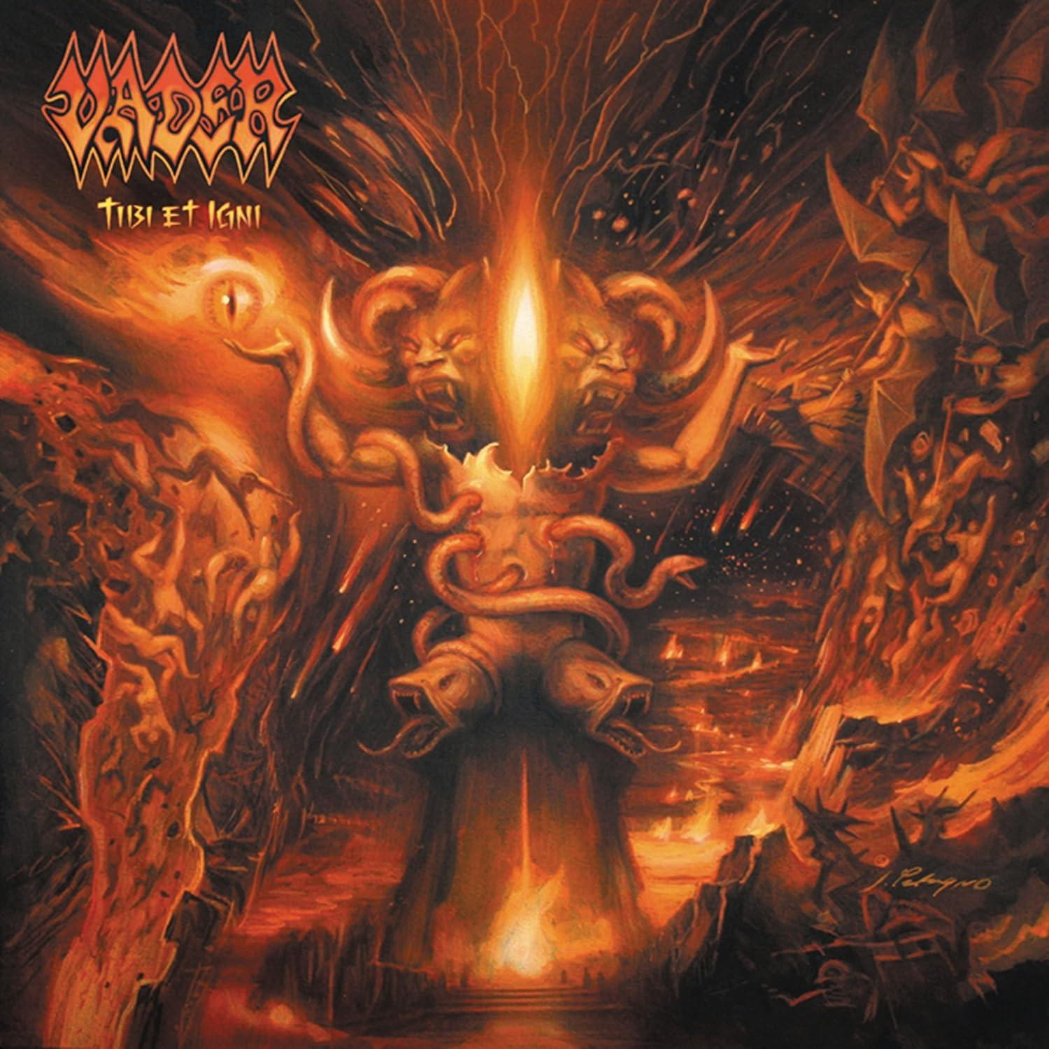 Albumcover: Vader - Tibi Et Igni, mit dämonischer Figur in einer feurigen Szene.