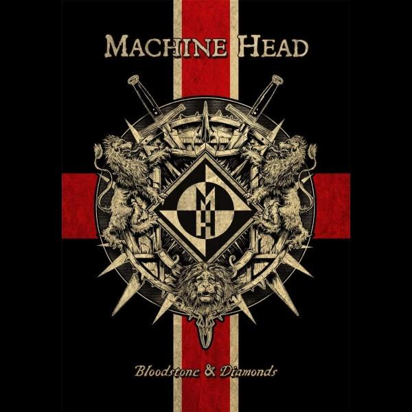Albumcover mit Löwen, Schwertern und einem Emblem.