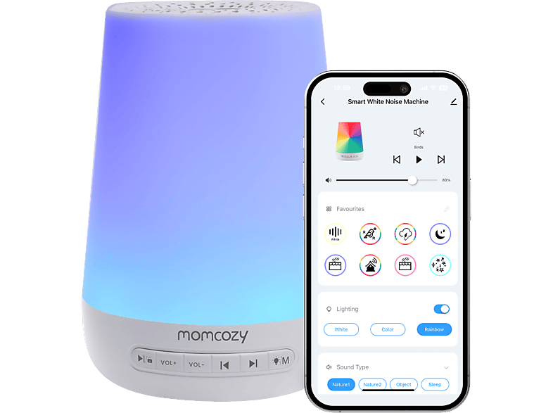 Momcozy Baby Sound Maschine - App Fernbedienung; Nachtlicht