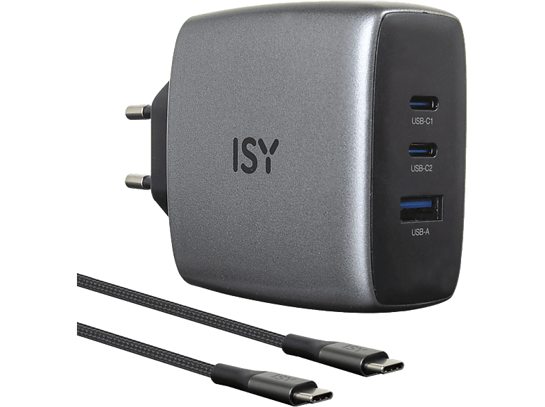 ISY Gan-oplader 100w Grijs (iac-5100-gy)