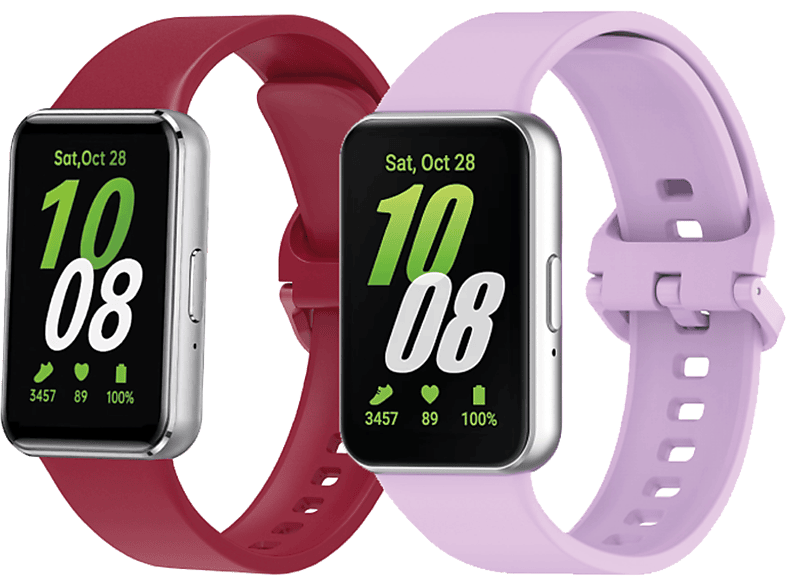 Pack Correas - Friendly License FRSWB105, Silicona, Compatible con Samsung Galaxy Watch Fit 3, Vino y Lila