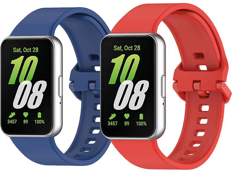 Pack Correas - Friendly License FRSWB106, Silicona, Compatible con Samsung Galaxy Watch Fit 3, Azul y Rojo